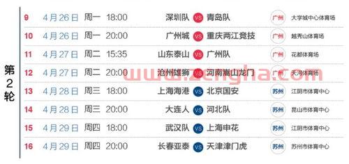 2021年中超联赛赛程表苏州