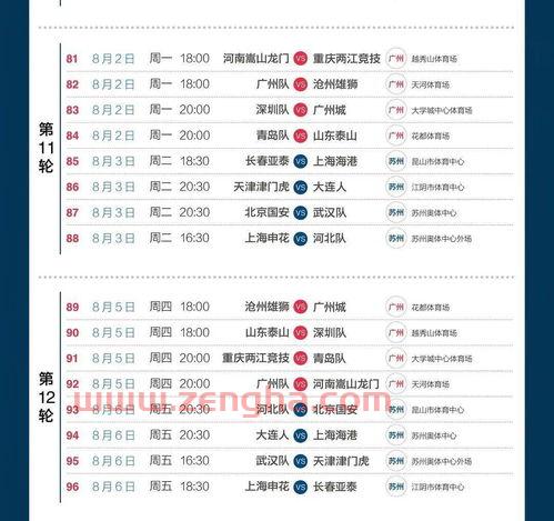20202021中超赛程